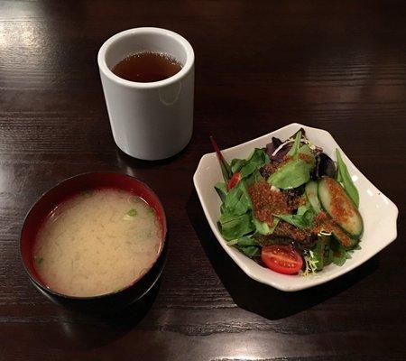 Salad and miso soup