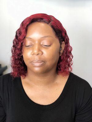 Lace frontal wig installation.