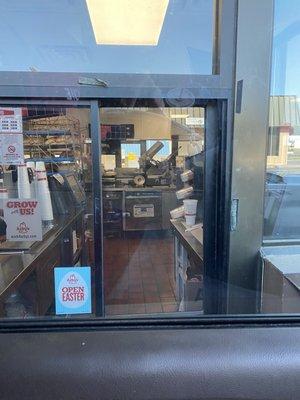 The drive thru window