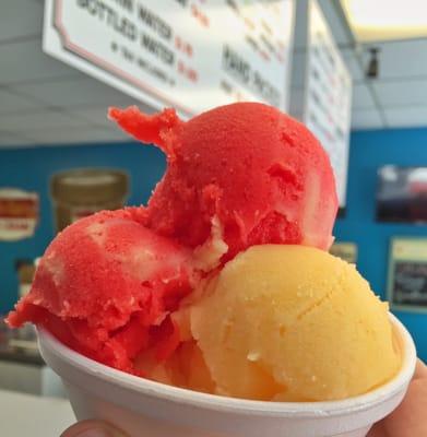 Cherry and mango flavored Italian ice - for a hot summer day!