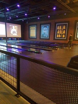 The 10 lane bowling alley inside