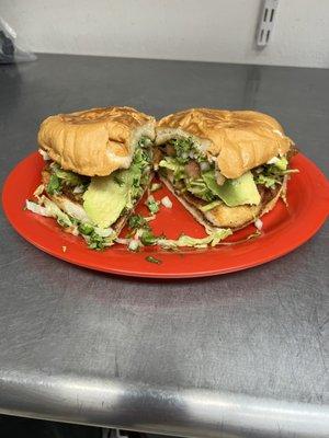 Breaded chicken breast (milanesa de pollo empanizado) Torta veracruz style