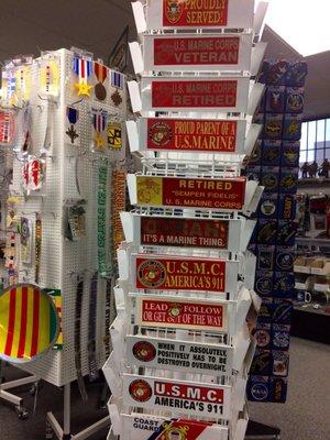 Patriotic bumper stickers and all kinds of novelties for law enforcement, military and veterans