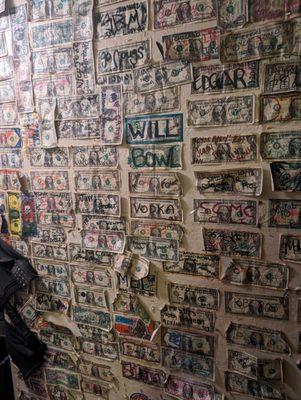 Solid walls of dollar bills