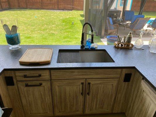 Sink area of our new outdoor kitchen