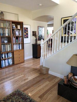 The new oak wood floors and baseboards are beautiful. RF had the lowest bid and they were fast. We are very happy!!