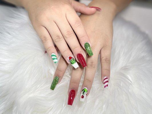 My daughters Christmas nails