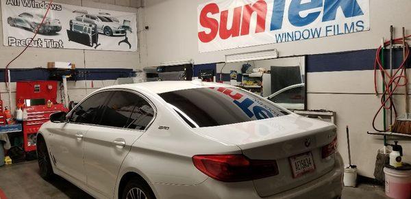 2019 BMW 530E after tinting. 15% front 2 windows and 5% on the rear. Using Johnson Window Films Marathon line