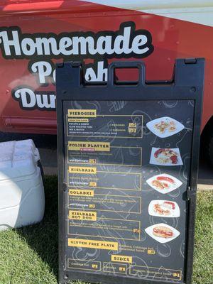 Food truck menu