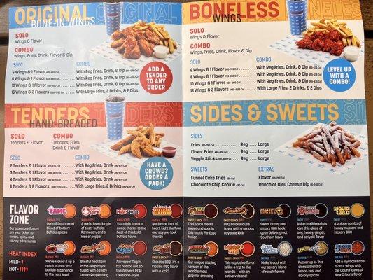 Inside of paper menu