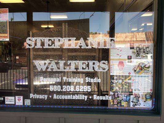 Front window on Main Street next to the bank