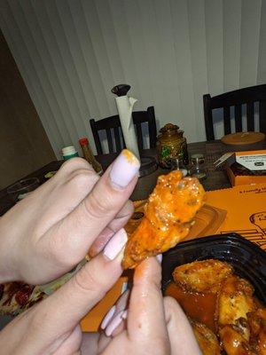 Chicken wing was about the size of my thumb. This order was a complete joke.