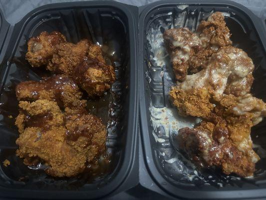 New chicken wings apparently just drizzle sauce over the wings instead of coating it. Advertisement is definitely coated