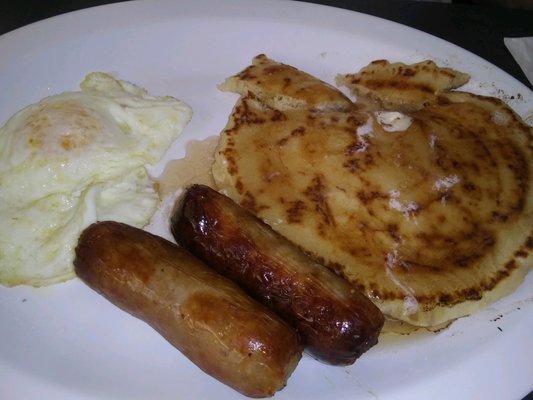 Sausage and a pancake.