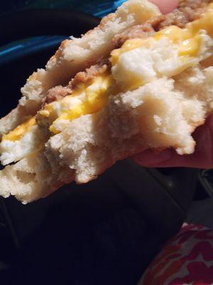 A Turkey Sausage and Egg & Cheese on a non-toasted English muffin.