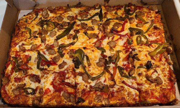 Another delicious pie - sausage & peppers.