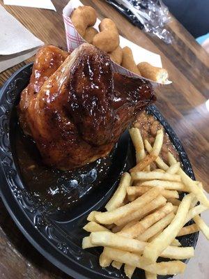 BBQ White Chicken Plate withFries, Baked Beans & Hushpuppies