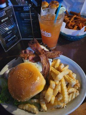 Burgers, truffle fries, rum runner and yams fries