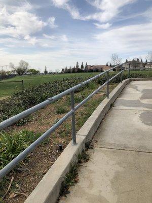 The walkways are ADA. In this pic, the soccer field is in the background.