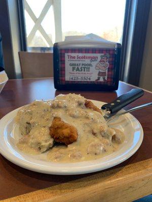 Country fried chicken and mashed potatoes