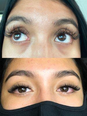 Before and After. Removal and full set of hyrbid lashes