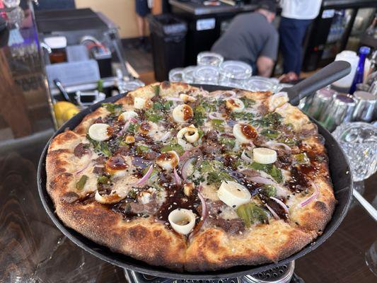 Stir crazy steak pizza. Nasty