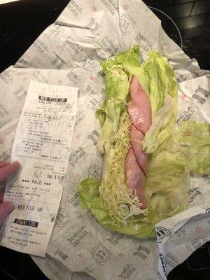 My receipt with my "sandwich"