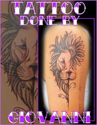 Fun Lion And Sun Flower Tattoo Done By Gio