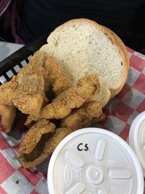 How about catfish with coleslaw and potato salad.