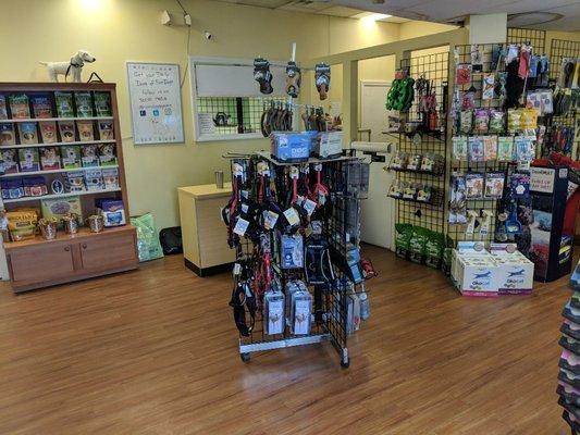 Our retail shop. We have a wide variety of toys, food, treats, and other pet supplies for both dogs and cats.