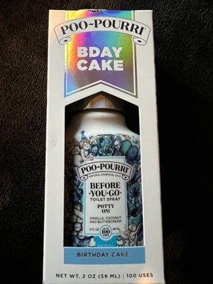 New birthday cake poo-mask spray