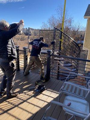 Attaching spiral staircase