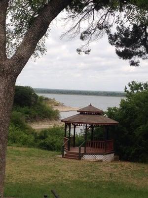 The famous Lodge Gazebo and view of Lake Whitney