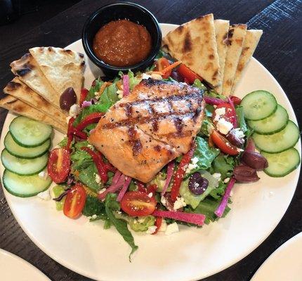 Mediterranean Salad with Grilled Salmon