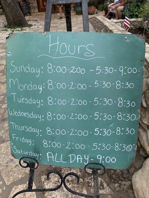 Updated hours