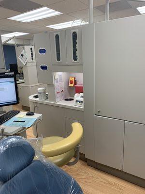 Open concept dental area where I sat