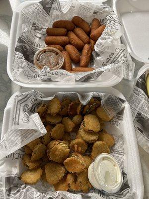 Fried pickles & hush puppies