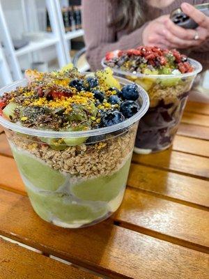 Açaí and matcha superfood bowls