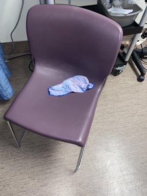 Dirty used rag on the chair