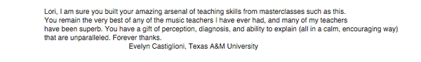 Review of New Jersey voice teacher Lori Fredrics from Dean of Texas A&M University.