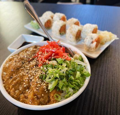 Mapo tofu bowl & spicy tuna roll