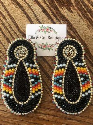 Beaded earrings handmade by Ella & Co.