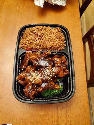 no appetizer combo: with sesame beef and pork fried rice