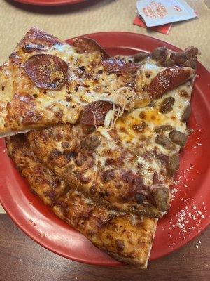 Sausage and pepperoni pizza