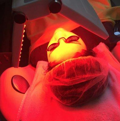 LED Light Therapy helps with fine lines and wrinkles, pigmentation and acne. It can be added to any of our facial.