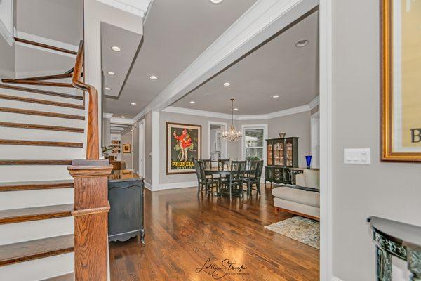 Elegant entry foyer in Andersonville historic greystone renovation.