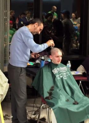 Agron and Dawn donating their time and talent again this year for St. Baldrick's fundraiser at Wilton High School!