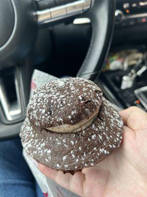 Chocolate muffin with cream cheese frosting