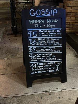 Long & good happy hour menu