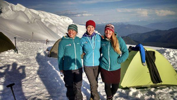 Guides at a high camp on Mt. Baker.